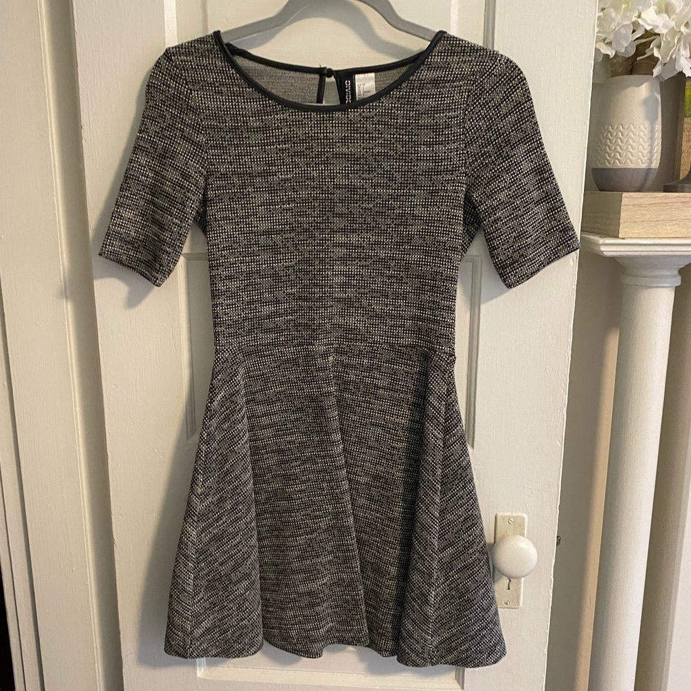 Marled Gray Fit and Flare Mini Dress